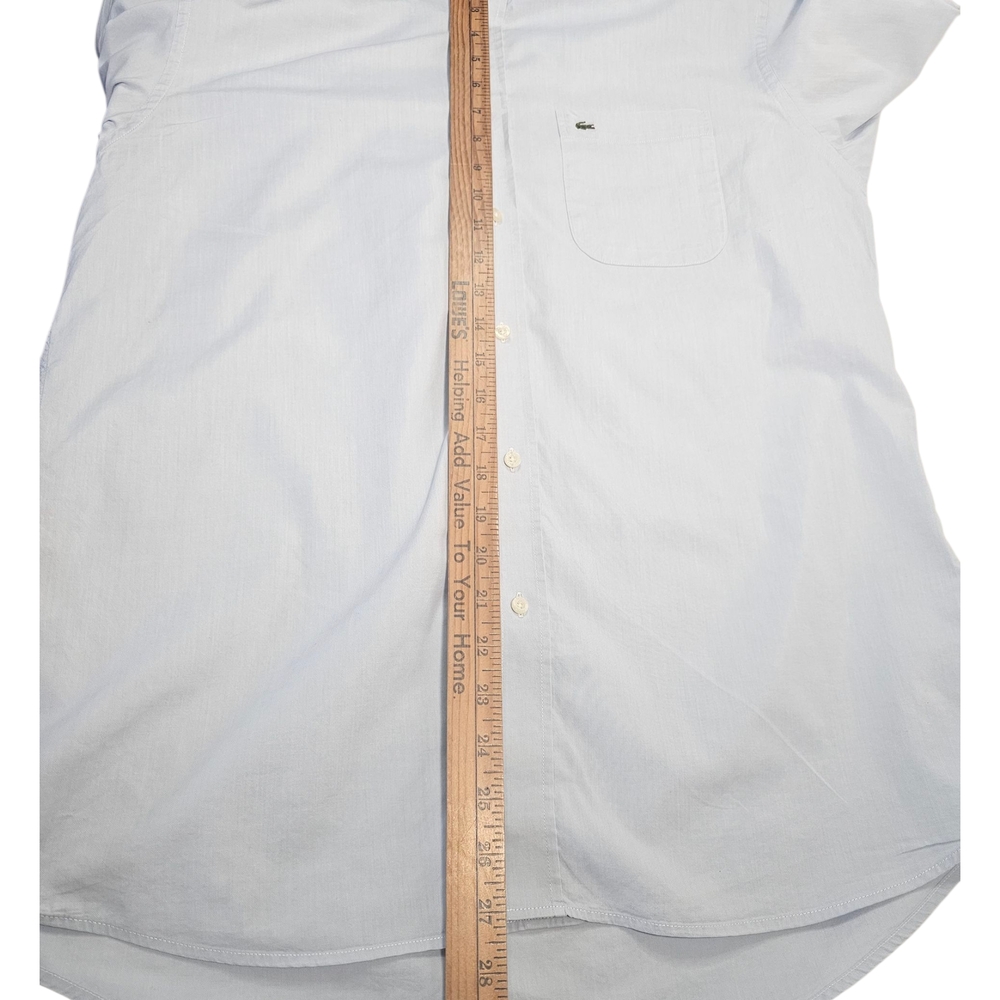 Lacoste Mens Sz 42 Long Sleeve light blue soft denim Shirt Regular Fit - Picture 5 of 12